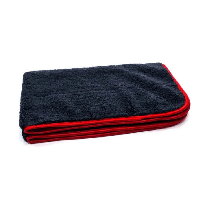 16" x 24" Silk Edge Microfiber Drying Towels (Black/Red) - 12 Pack