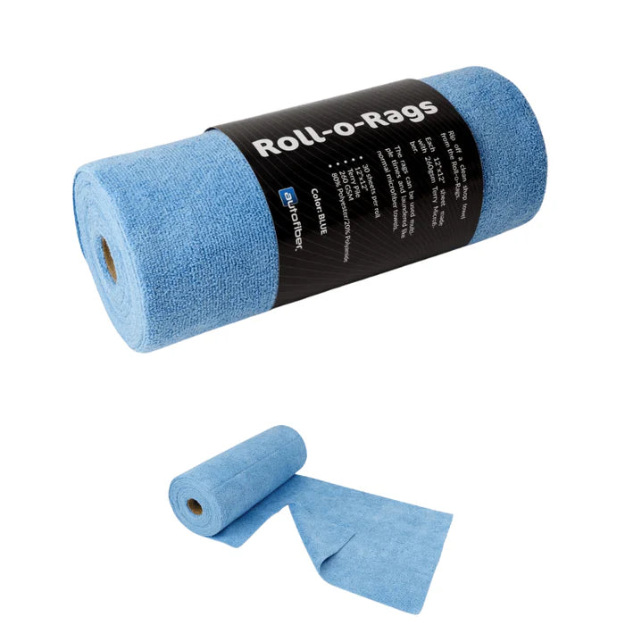 Autofiber [Roll-o-Rags] Microfiber Towels on a Roll 12" x 12" - 30/roll