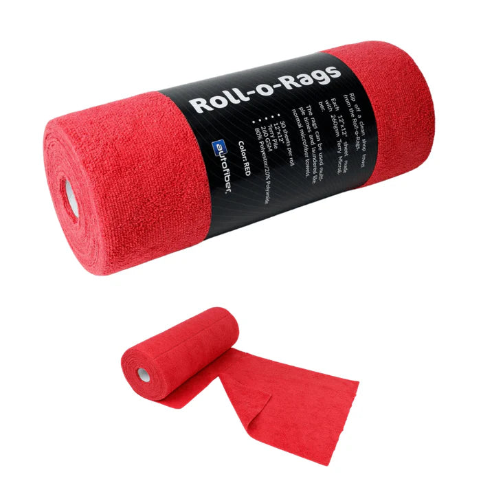 Autofiber [Roll-o-Rags] Microfiber Towels on a Roll 12" x 12" - 30/roll